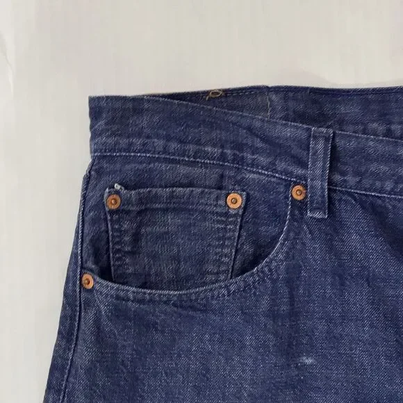 Levis Jeans Mens 42x30 Blue 501 Straight Fit Button Fly White Oak Cone Denim
